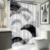 Modern Abstract Shower Curtain Black And White Wave Design, Minimalist Art Bath Curtain For Elegant Bathroom And Home Decor