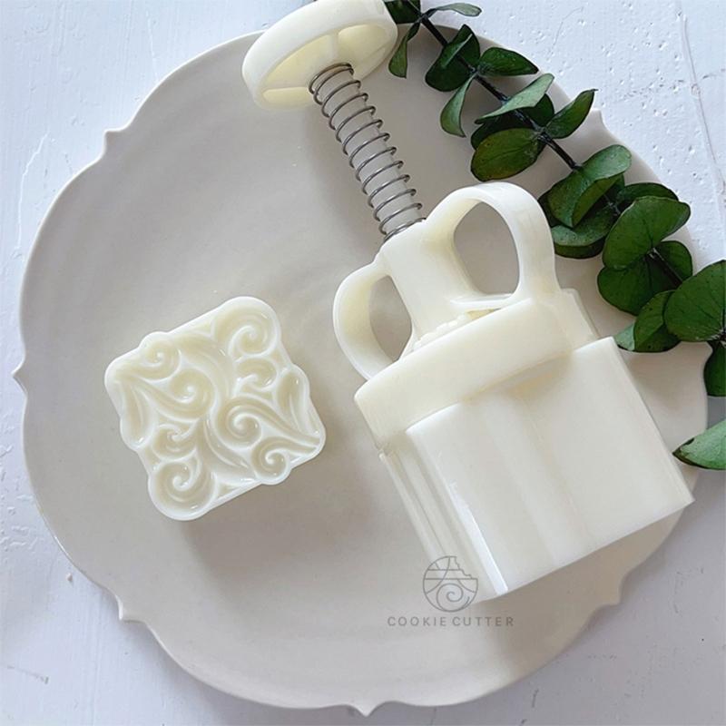 Square Vine Pattern Mooncake Press Mold Cookie Stamps Chinese MidAutumn Moon Cake Makers Decoration Tool for DIY Cookie