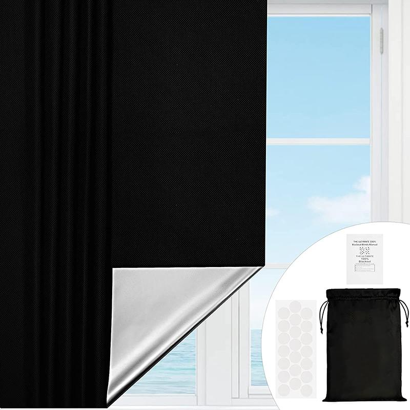 Panno Rimovibile 100% Blocca Luce Oscurante per Finestre Fai da Te Oscuramento Totale Privacy Vetro Pellicola Oscurante per Finestre Nera Adesivo per Finestre Nero