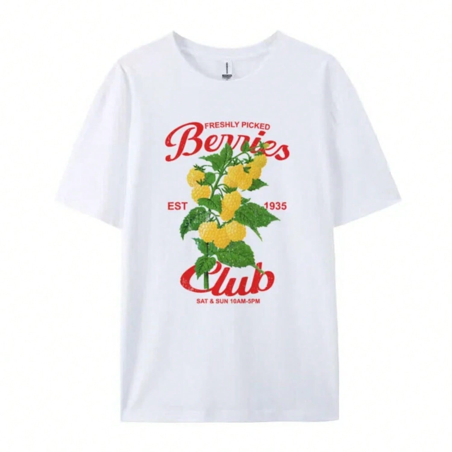 Retro Aesthetic Raspberry T-Shirts For Wounisex Loose Vintage Botanical Graphic Tees Cute Fruit T Shirt Female Cottagecore Tops S разноцветный