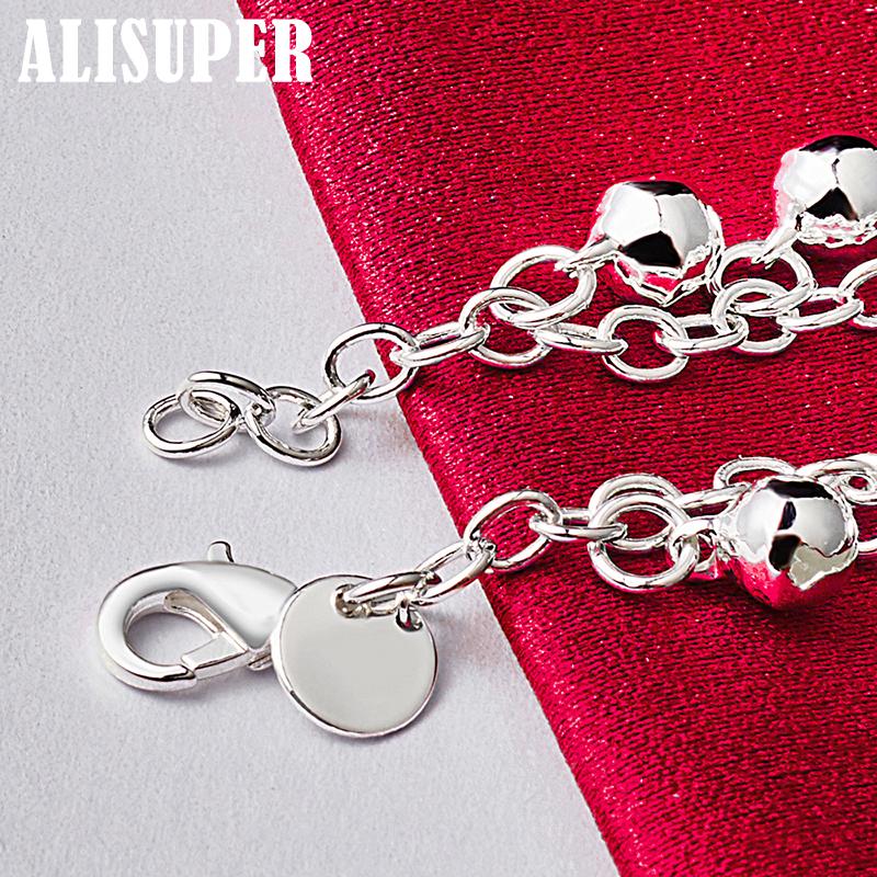 925 Sterling Silver Bells Bead Bracelet Jewelry