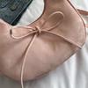 Lace Pearl Pendant Bow Shoulder Bag Large Capacity French Style Handbag PU Hobo Bag  Streetwear