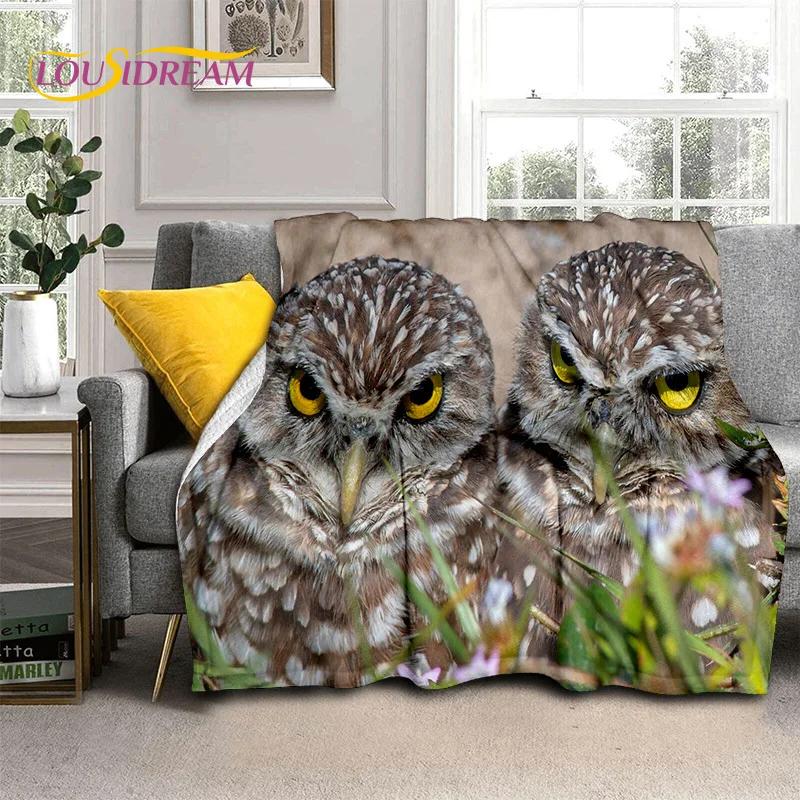 3D Cartoon Cute Owl Series HD Blanket,Soft Throw Blanket for Home Bedroom Bed Sofa Picnic Travel Office Rest Cover Blanket Kids