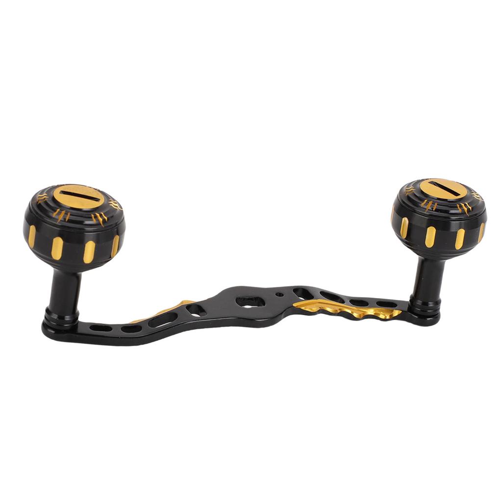 Fishing Reel Handle Aluminum Alloy Double Rocker Arm Grip and Ball Knob Baitcasting Reel Modification Accessory Black