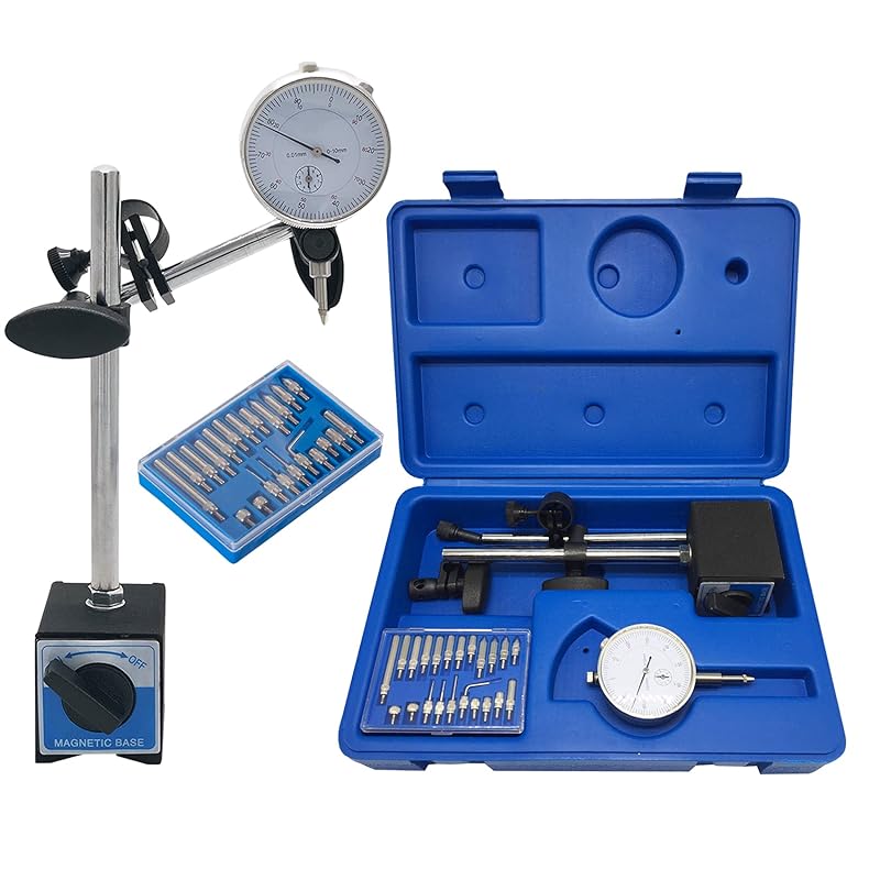 TR TOOLROCK Professional 0-1.0" Dial Indicator with Magnetic Base Holder & Point Precision Inspection Set Tester Gage Gauge Fine Adjustable Long Arm