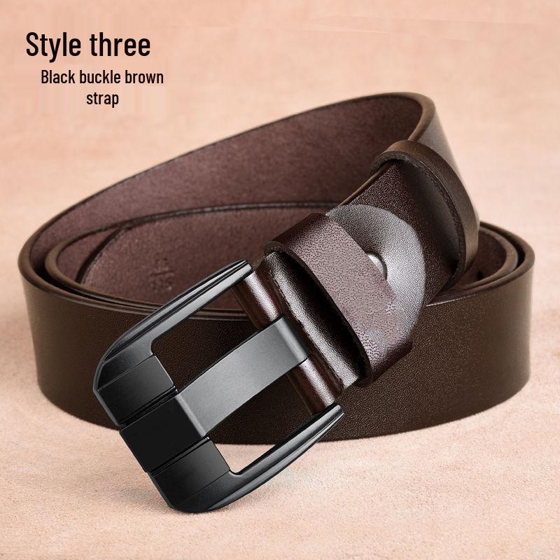 Retro Men's Leather Jeans Belt with Flip Pin Buckle - Fashion Casual Style