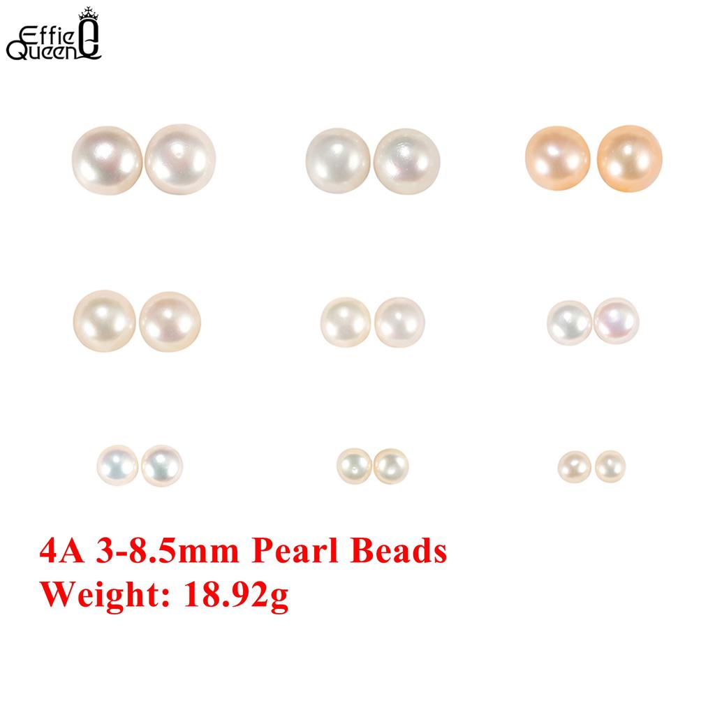 EFFIE QUEEN A Grade Natural Freshwater Pearl 3-8.5mm Round Shaped Strand Beads Chain for Jewelry Making DIY Women Earrings PP12