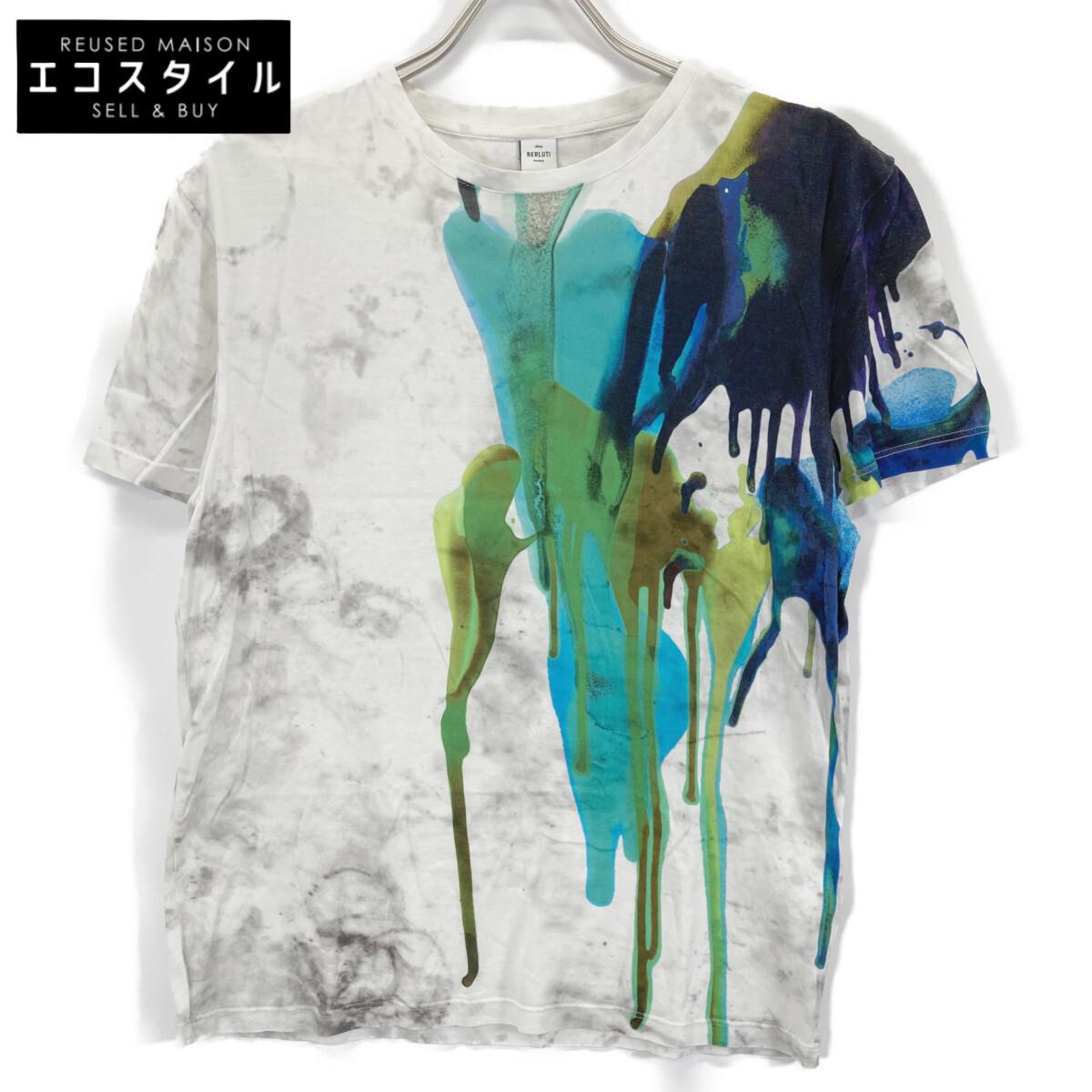 

berluti White x Green R17JRS44JAEB Painted Design T-Shirt tops XS white/greenUsed