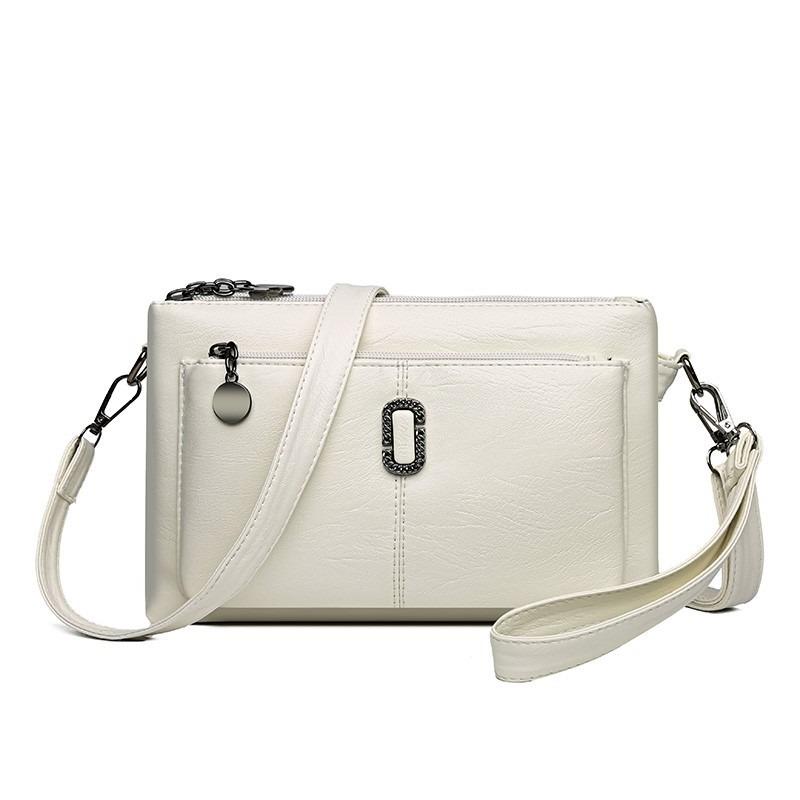 New crossbody soft leather multi-layer large-capacity shoulder small square bag