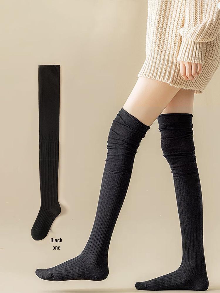 Women's Over-the-Knee Cotton Socks - Anti-Roll, Scrunch Style for Spring, Autumn, and Winter Thigh-High Wear