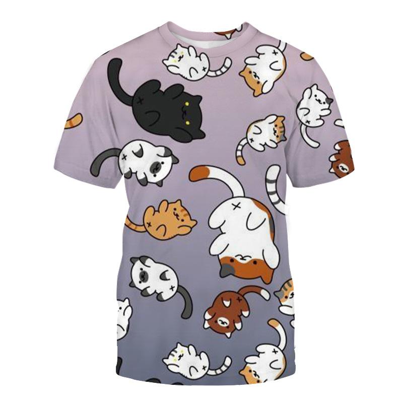 Cute Animal Series Short Sleeved 3D Digital Printed Short Sleeved Casual Top Shirt