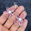 Pink Kunzite, Pearl Gemstone 925Sterling Silver Jewelry Earring 2.17" M-3136
