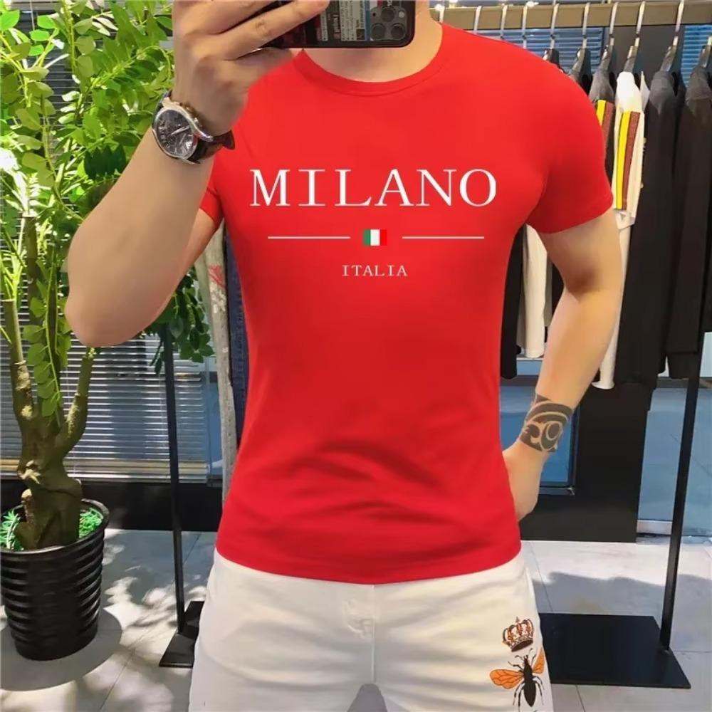 2024 Men's Summer T-shirt Luxury Letters Bear Print Cotton Short Sleeve Tees Solid Color Summer Wear Streetwear