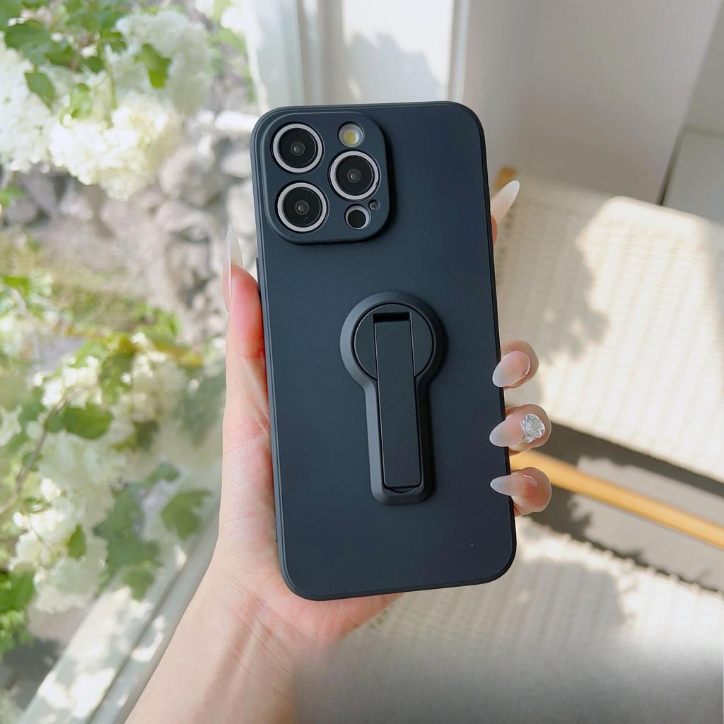 Applicable To IPhone 16 Straight Edge Liquid Mobile Phone Case Multi-function Rotating Bracket Apple 15PRO Anti-fall TPU