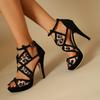 Summer New High Heels Women's Fashion Round Head Fish Mouth Open Toe Thick Bottom Hollow-out Non-slip Sandals