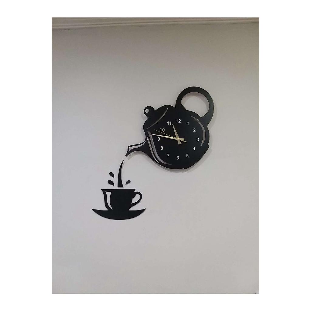 Teekannen-Modell, dekorative Küchen-Wanduhr aus Holz