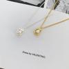 Japanese & Korean Minimalist Peanut Pearl Necklace: Gold/Silver Clavicle Chain with Children's Lock