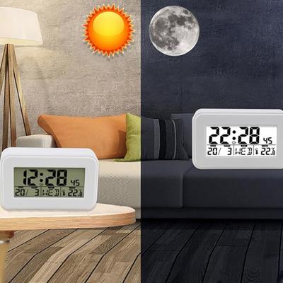 Mini Despertador Digital Alimentado por Bateria Com Luz de Fundo Temperatura Data Semana Snooze Relógio de Mesa 12/24H Relógio Eletrônico LCD