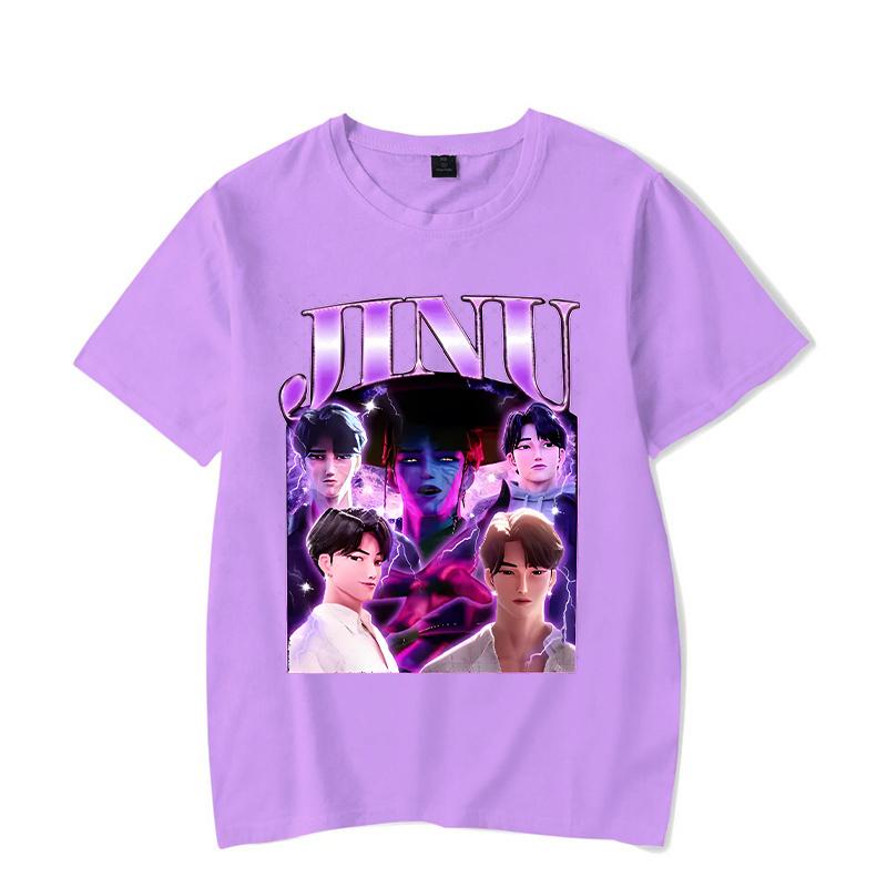 Saja Boys Jinu Print Men T Shirt Women Fashion KPop Demon Hunters Shirt Short Sleeve Casual Anime KPop Demon Hunters Streetwear