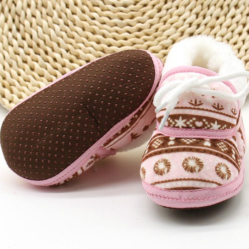 Baby First Walkers Winter Soft Soled Cotton Fabric Toddler Keep Warm Print Shoes