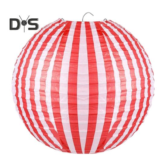 

Красные и белые полосатые бумажные фонарики китайский Новый год подвесной фонарь украшение для карнавала цирка свадьбы весеннего фестиваля декор 20cm