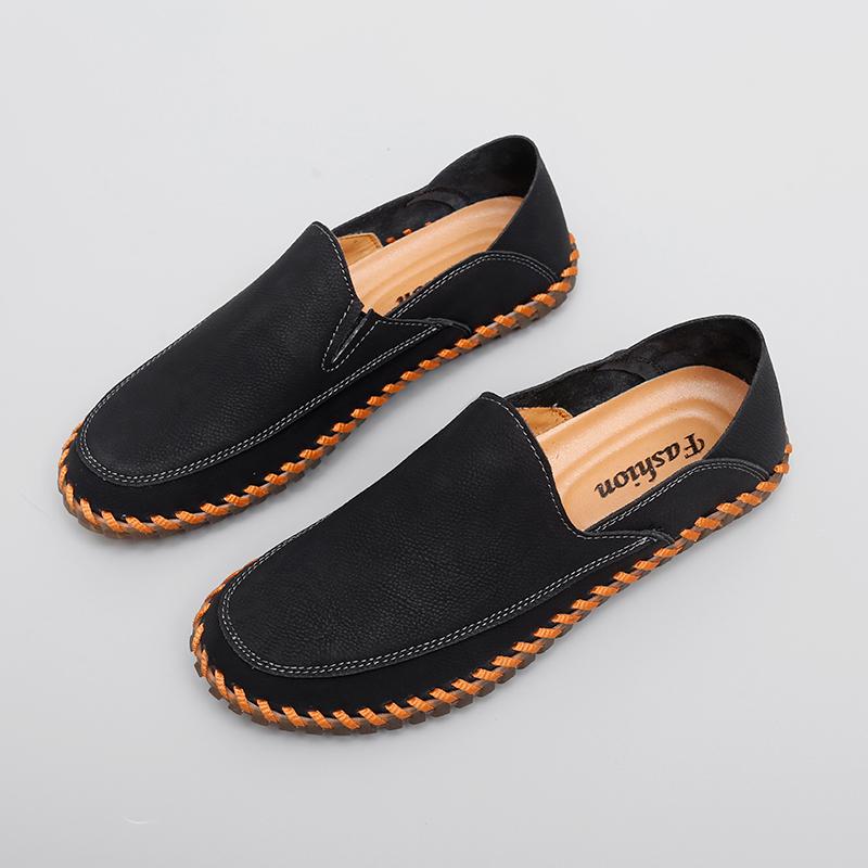 Fashion Brand Men's Comfortable Casual Handmade Sewn Shoes for Spring Men's Outdoor Breathable Soft Sole Anti Slip Driving Shoes