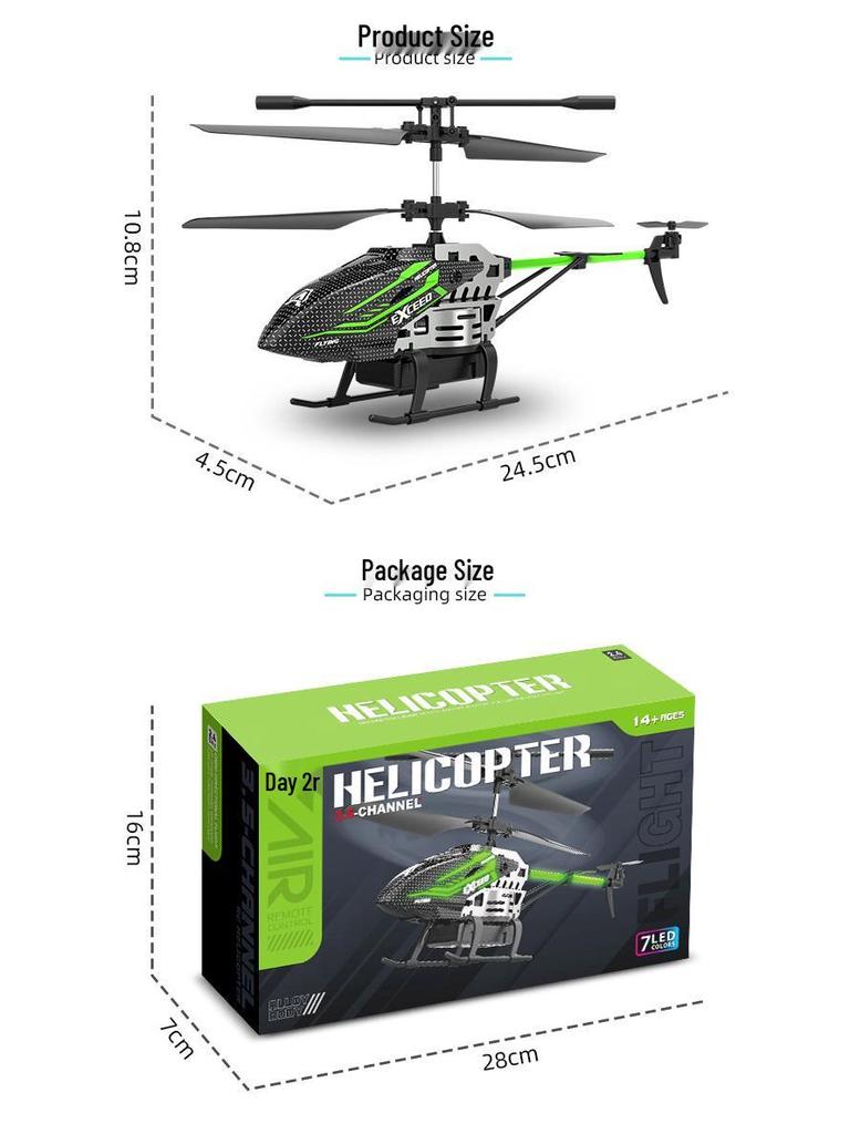 3.5-Channel Alloy Remote Control Helicopter with Cool Lights - Drop-Resistant Toy Aircraft