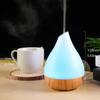 Colorful LED Aroma Diffuser with Wood Grain Base - Small Desktop Humidifier & Fragrance Machine