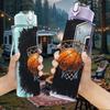 1 PZ Giocatore di Basket Dark Moody Arte Sportiva 750ml Plastica Colorata Borraccia Sportiva Tappo a Vite Anti-perdita con Cannuccia Pieghevole Adatta per Sport Ufficio Uso Domestico