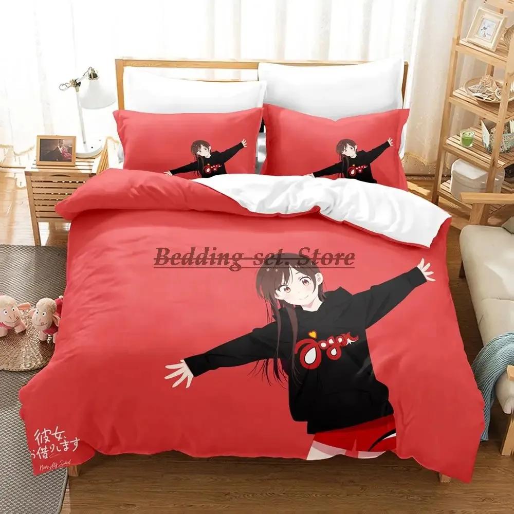 Chizuru Rent Girlfriend Bedding Set Single Twin Full Queen King Size Bed Set Aldult Kid Bedroom Duvetcover Sets Anime Bed