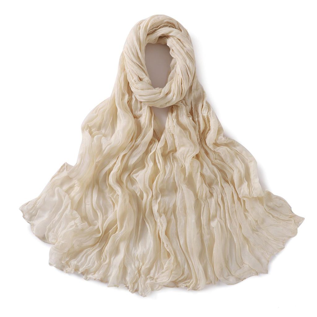 Autumn New Crumpled Scarf For Women Girls Students Solid Color Cotton Voile Thin Scarves Soft Knitting Shawl Female Wrap Shawls