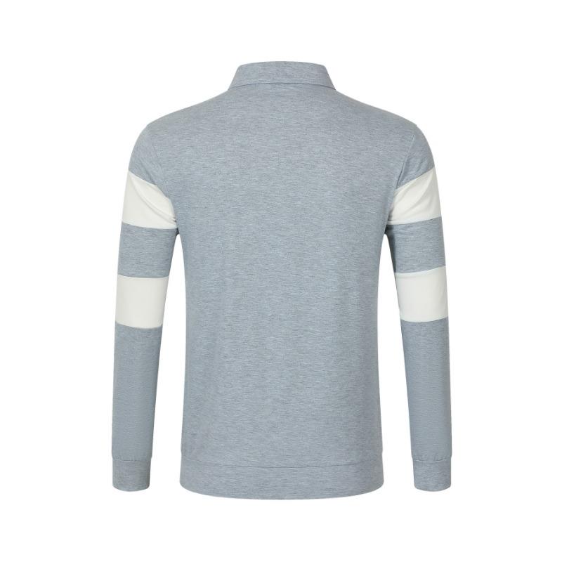 Męska koszulka polo w paski z długim rękawem, casualowy top