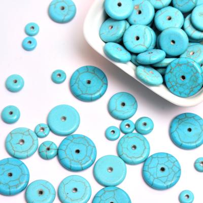 Spacer Beads Diy Turquoises Beads Green Accessories Natural Stone 50/30/15/10/5pcs 6/8/12/14/16mm Necklaces Flat Round Shape  DIY Jewelry Accessories