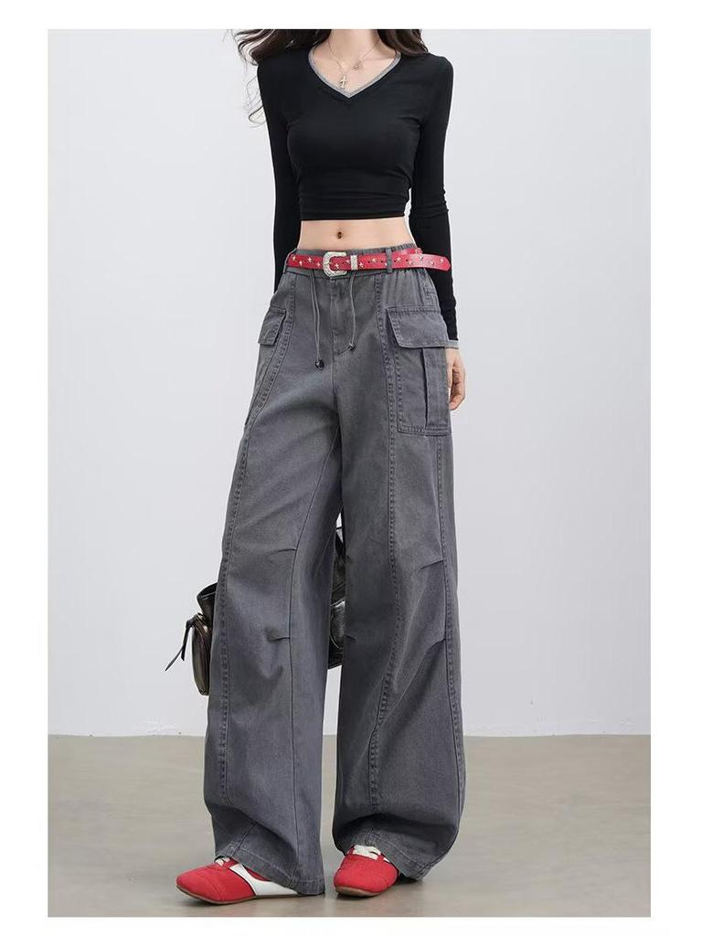 Women's Korean-Style Trendy Cargo Pants: Versatile, Lightweight, High-Street Fashion for Spring/Summer