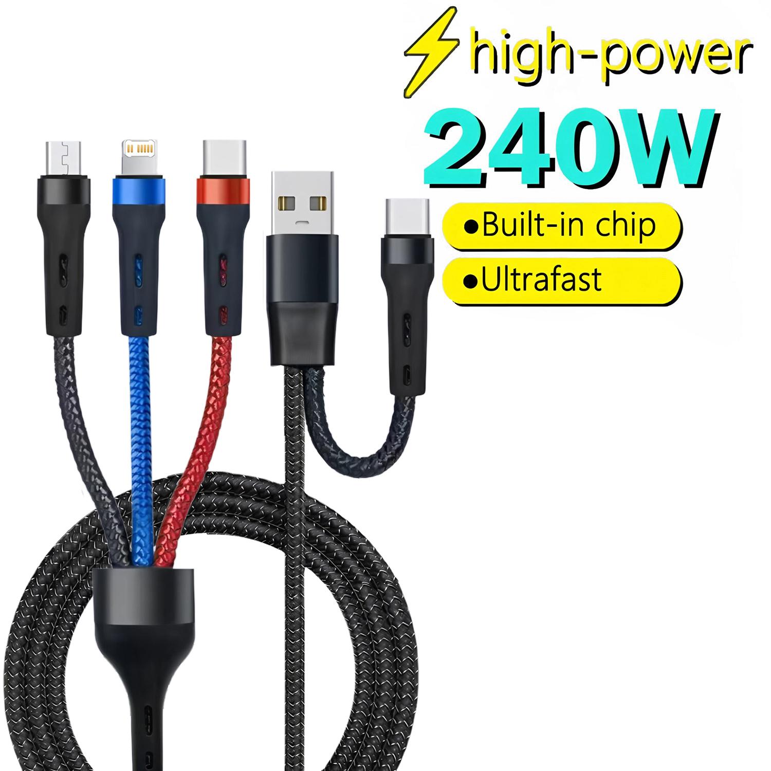 

6 in 1 Multi Charging Cable, USB C to Type-C, Micro lighting , Mini USB Charging Cord for iphone xiaomi huawei samsung чорний