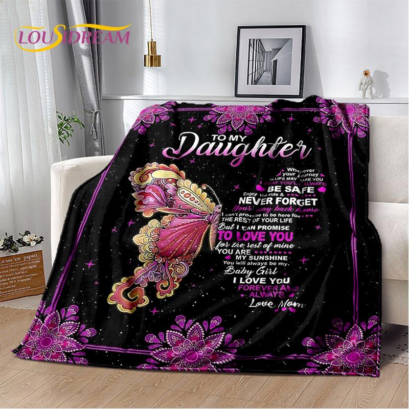 To My Daughter Son Grandedaughter Letter Christmas Present New Year Blanket,Soft Throw Blanket for Home Bedroom Bed Sofa Cover