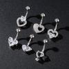  Zircon Belly Button Rings Stainless Steel Bow Heart Navel Piercing Ring For Women Sexy Belly Piercing Ring Body Jewelry