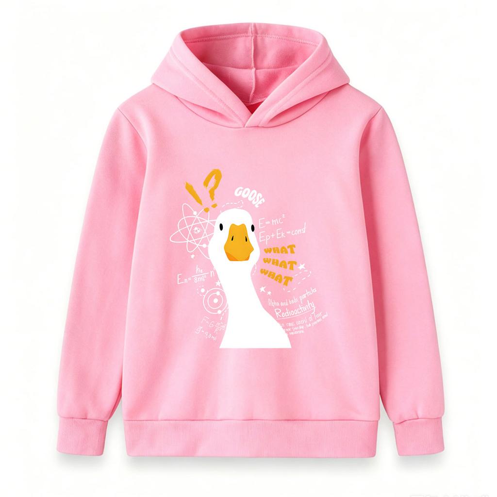 Kids Unisex Boys Girls Hooded Sweatshirt, Funny Curious Goose Print Casual Pullover, Cozy Long Sleeve Lightweight Top for Daily Wear School Outdoor Ac