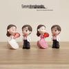 Cartoon Couple PVC Figurines: Wedding Dress Cake Toppers and Car Ornaments