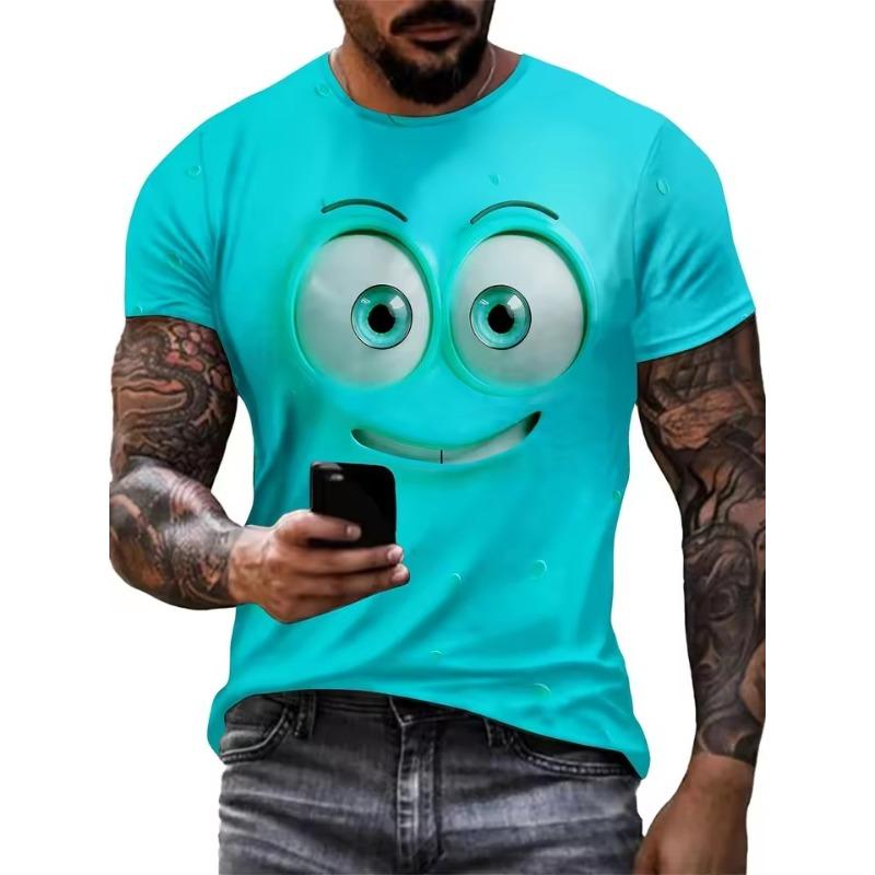Men's Eye Pattern Printed T-shirt Casual Short-sleeved Round Neck 3D T-shirt Men's Summer Outdoor Clothing