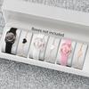 Xiaomi 6PCS Fashion Rectangle Women Watches Heart Bracelets Set Silicone Band Ladies Quartz Wristwatches Relogio Feminino(Without Box)
