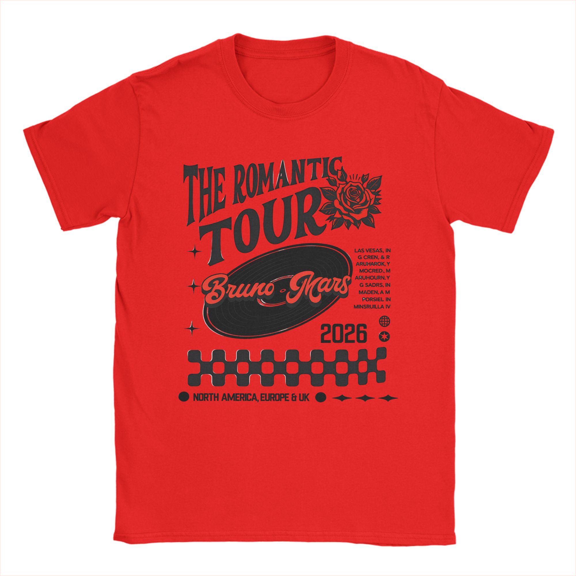 

Men TShirts Bruno Mars The Romantic Tour 2026 Novelty 100 Cotton Tee Shirt Short Sleeve T Shirt Round Collar Clothes 4XL 5XL S