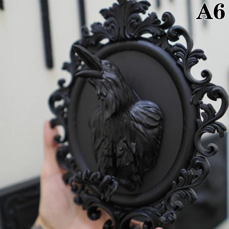 Gothic Art Resin Animal Head Wall Decor Baroque Style Wall Hangings Frame Vintage Bat Wall Sculpture Home Decor Gothic Statue