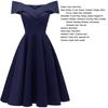 Vintage Off Shoulder Bardot Little Black Dress Women Sateen Skater Midi Prom Evening Party Cocktail Wedding Guest Classic Occasion Outfit