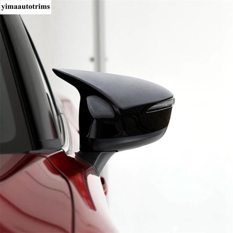 Rearview Mirror Cap Shell Decoration Cover Trim For Mazda CX-3 2015 -2018 / CX-5 2015 2016 Black Ox Horn Blade Style Accessories