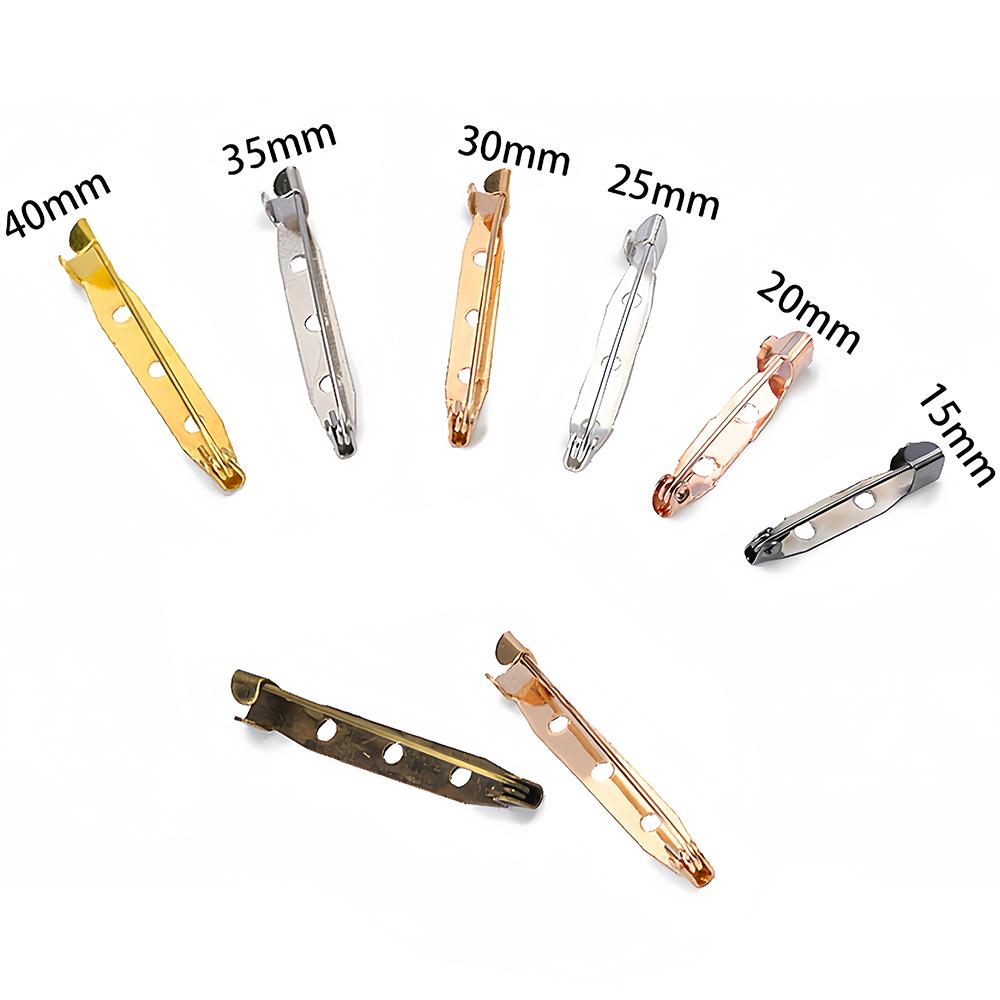 30/50pcs Brooch Clip Base Pins 15/20/25/30/35/40mm Metal Safety Pins Brooch Settings Blank Base for DIY Jewelry Making Supplies