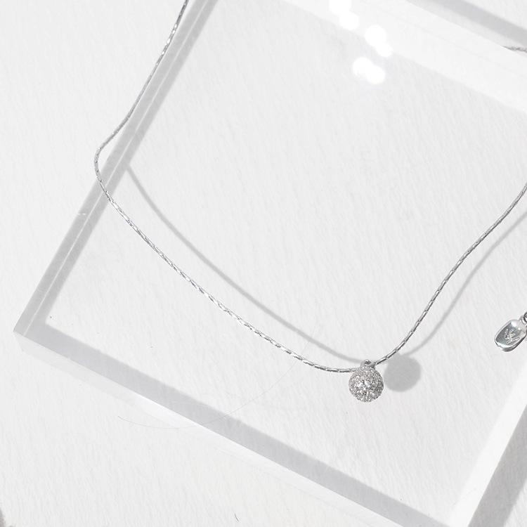 

S925 Sterling Silver Clavicle Chain with Zircon Pendant - Japanese & Korean Inspired Light Luxury Necklace for Women 925 Silver