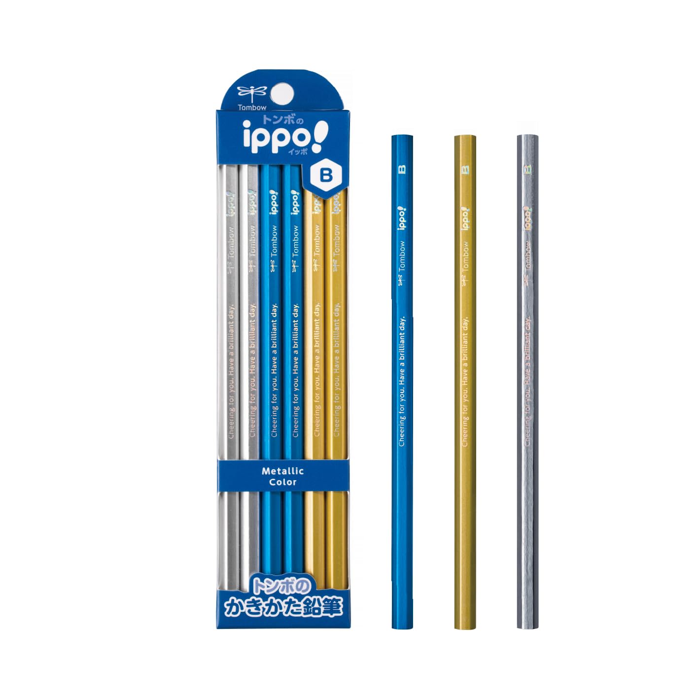 Tombow Pencil Writing B Metallic 1 Dozen ippo! Pencils, Colors, (KB-KUA01-B)