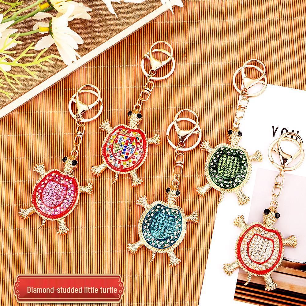 Colorful Rhinestone Sea Turtle Keychain - Creative Animal Pendant