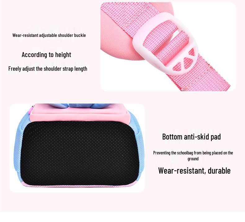 Neoprene Flower Rabbit Backpack: Girls' Spine-Friendly, High Capacity, Double Shoulder Kindergarten Bag